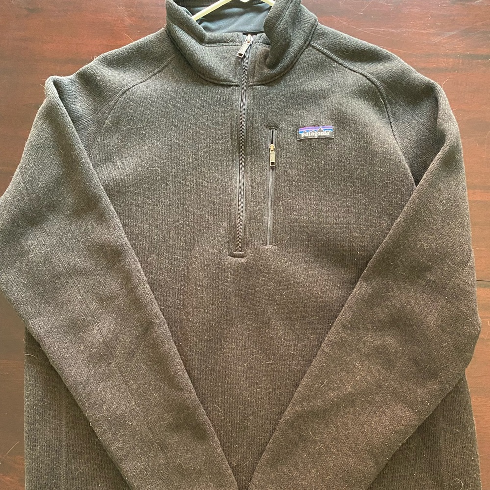 Mens Patagonia better sweater 1/4 zip black size large GUC